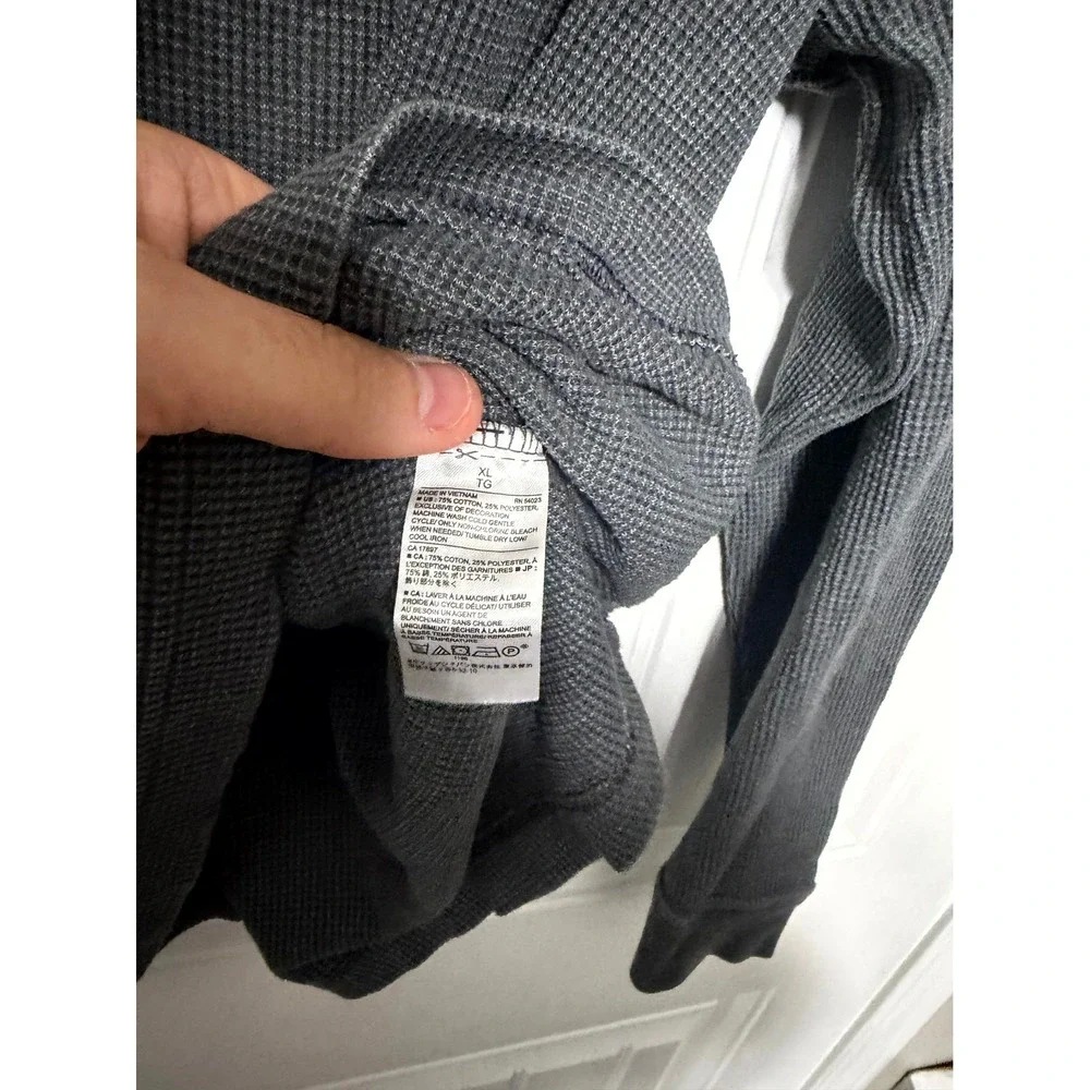 Banana Republic Henley Shirt Mens XL Gray Waffle Knit Thermal Long Sleeve